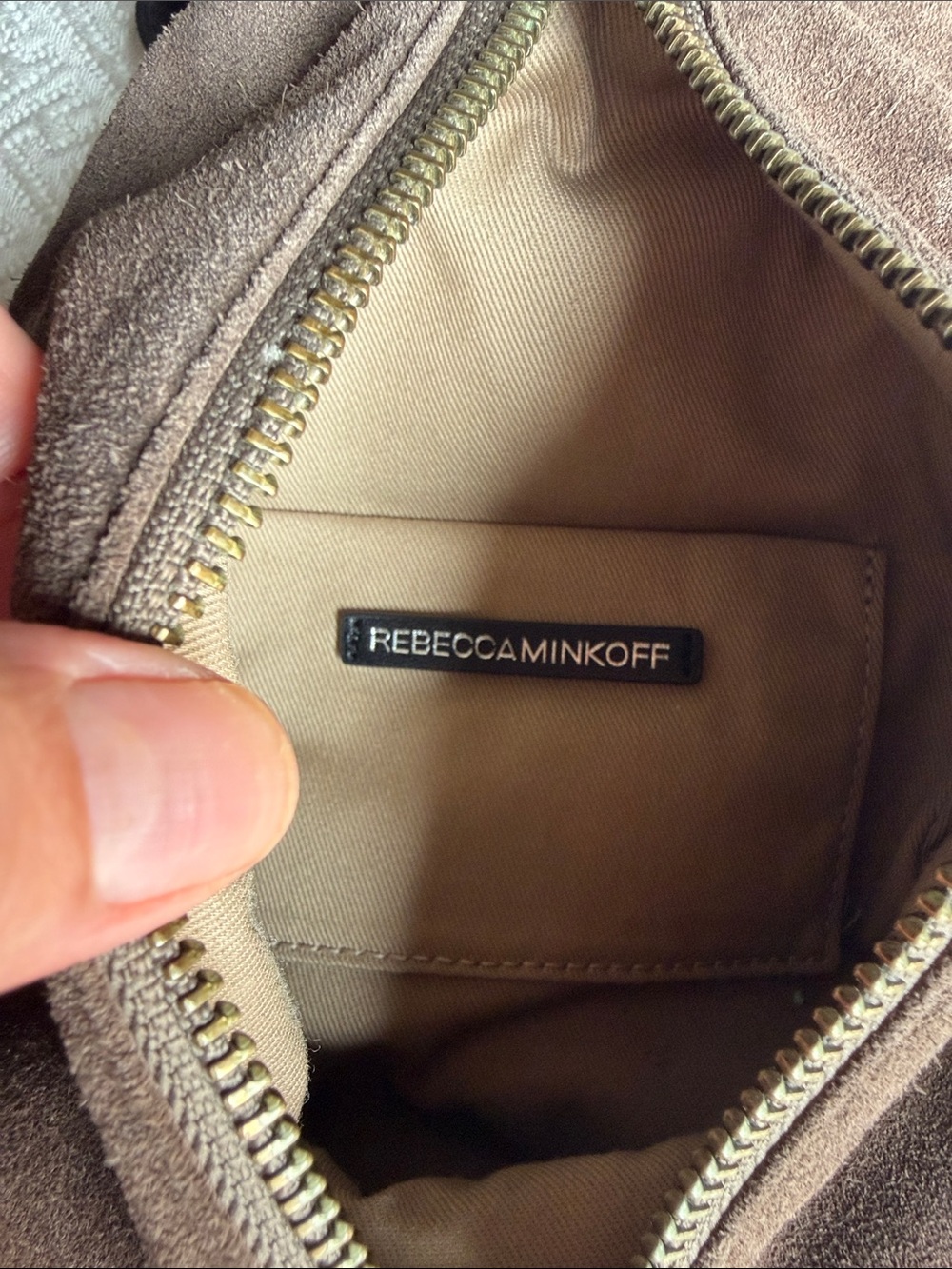 Rebecca Minkoff Taupe Suede Toiletry Pouch